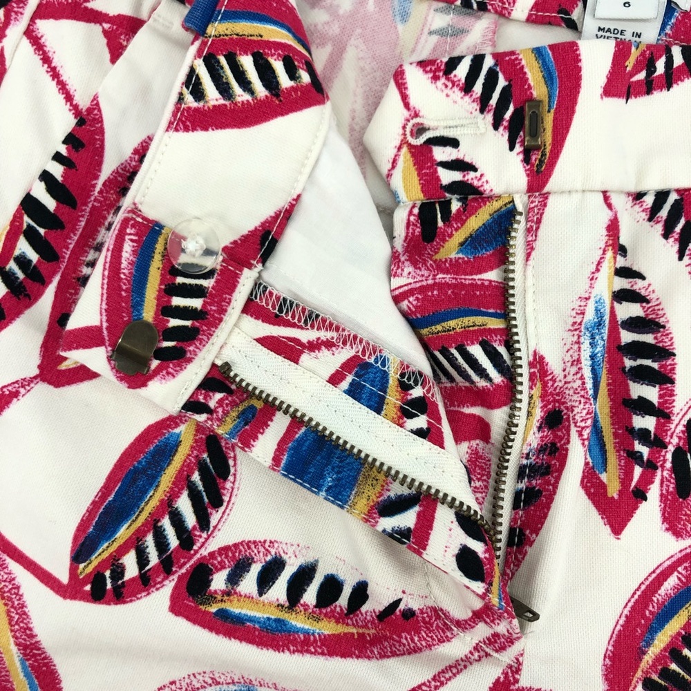 J. Crew Blue Pink Leaf Print Pants -EUC - Picture 4 of 6